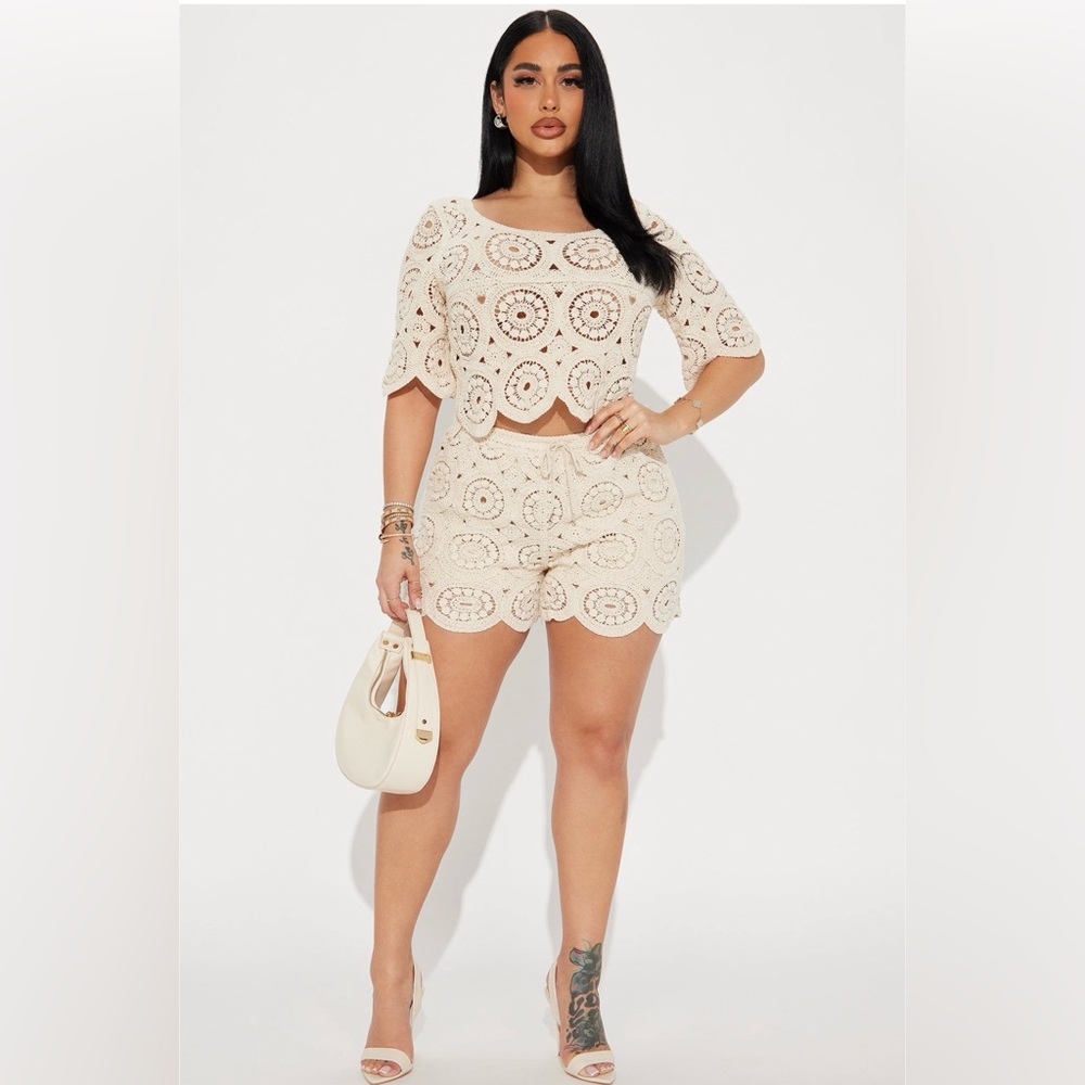 Cream Crochet Two-Piece Set